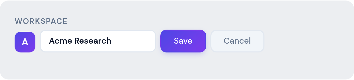 Renaming a workspace inline Renaming a workspace inline