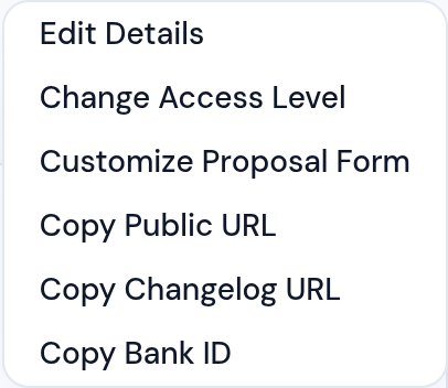 The More menu showing Copy Changelog URL