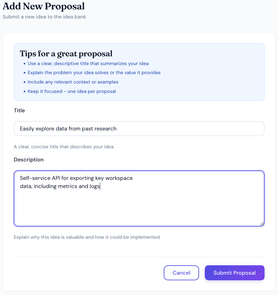 Adding a proposal